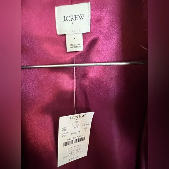 J. Crew Lady day coat in Burgundy with jewel buttons size 4, NWT. - Picture 7 of 12